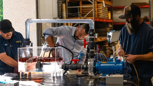 Discflo pumps on the factory floor in Santee, California
